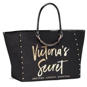 NWT NIB Victoria's Secret Tote Gold Studs